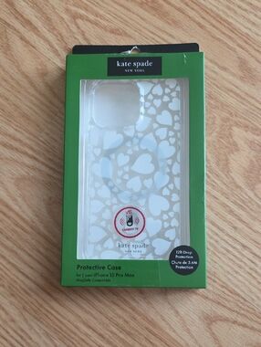 kate spade Clear Heart Pattern iPhone 15 Pro Max Case - White Hearts